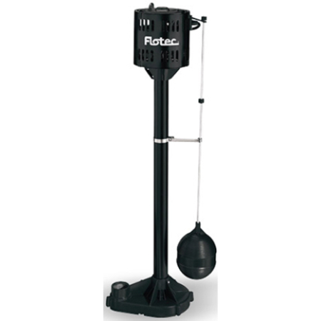 FLOTEC Pentair Pedestal Sump Pump, 115 V, 0.33 hp, 1-1/4 in Outlet, 3000 gph, Thermoplastic FPPM3600D
